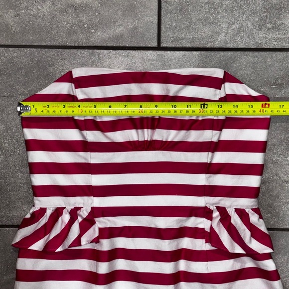 Lilly Pulitzer Maybell Azalea Strapless Peplum Dress Pink White Stripe Sz 8 - Picture 8 of 10